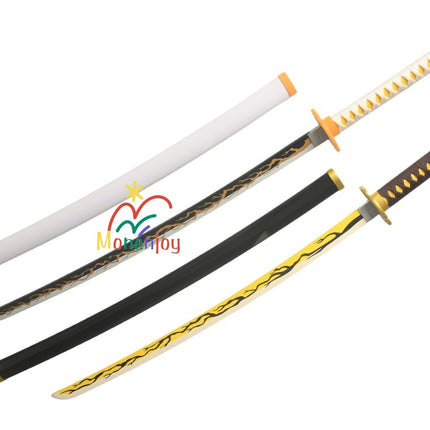 Monenjoy Demon Slayer: Kimetsu no Yaiba Zenitsu Agatsuma Taisho Era Nichirin Sword Kaigaku 104cm Demon Slayer Swordsman Weapon Model Japanese Sword Mist Pillar Kimetsu no Yaiba Samurai Swordsman Halloween 