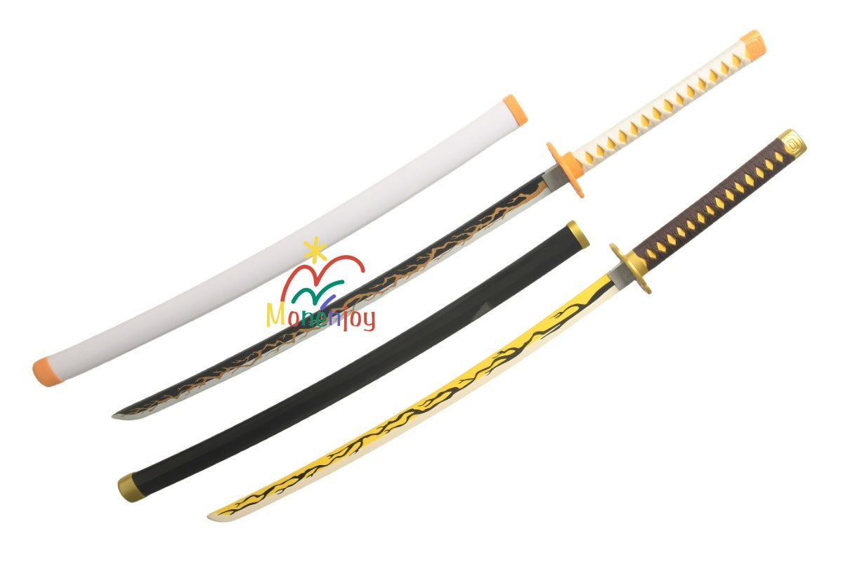 Monenjoy　鬼滅の刃 我妻 善逸 大正時代 日輪刀　獪岳 104㎝　鬼殺隊剣士 武器モデル　日本刀　霞柱  きめつのやいば　サムライ　剣士　ハロウィン