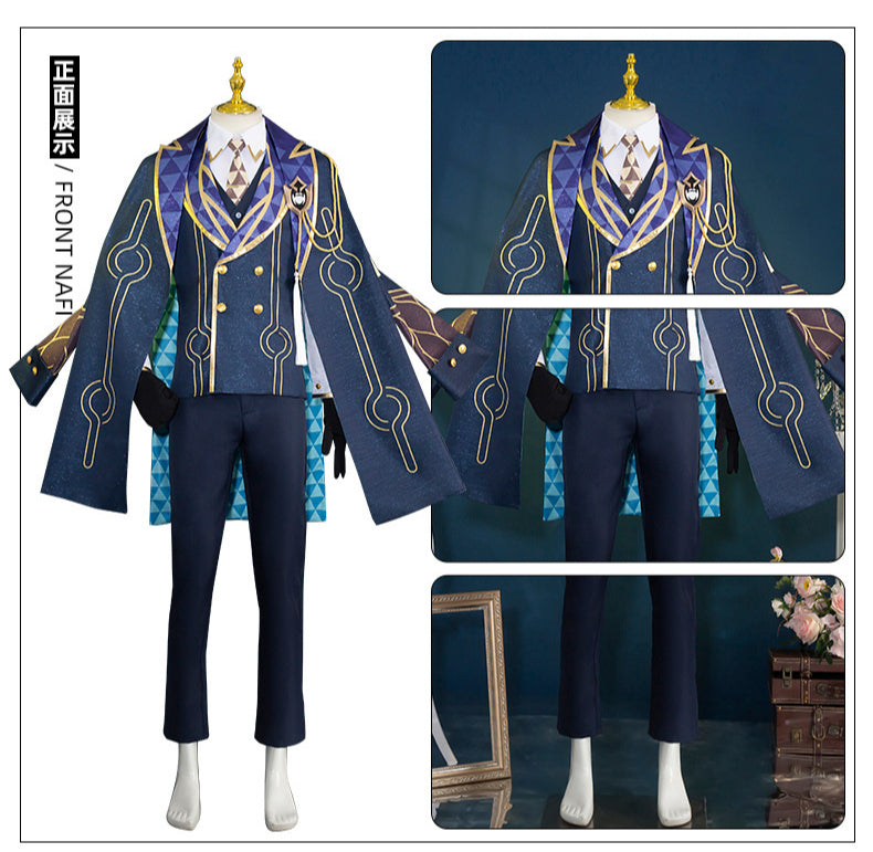 Monenjoy 崩壊スターレイル アベンチュリン コスプレ衣装　礼服　スーツ　帽子＋イヤリング＋タトゥーシール付　コイン道具3枚贈り　イベント　博戯の砂金石　仮装　ハロウィン - Monenjoy