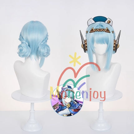Monenjoy Genshin Impact Yennefer Cosplay Wig 40 ซม. Buzzing Thunder Wave 