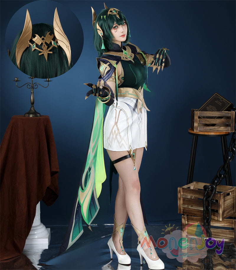 Monenjoy　原神　ネフェル コスプレ　砂に埋もれた秘話　ナド・クライ 　Ver.LunaⅡ　コスプレ衣装　Nefer コスチューム　髪飾り付　コスチューム