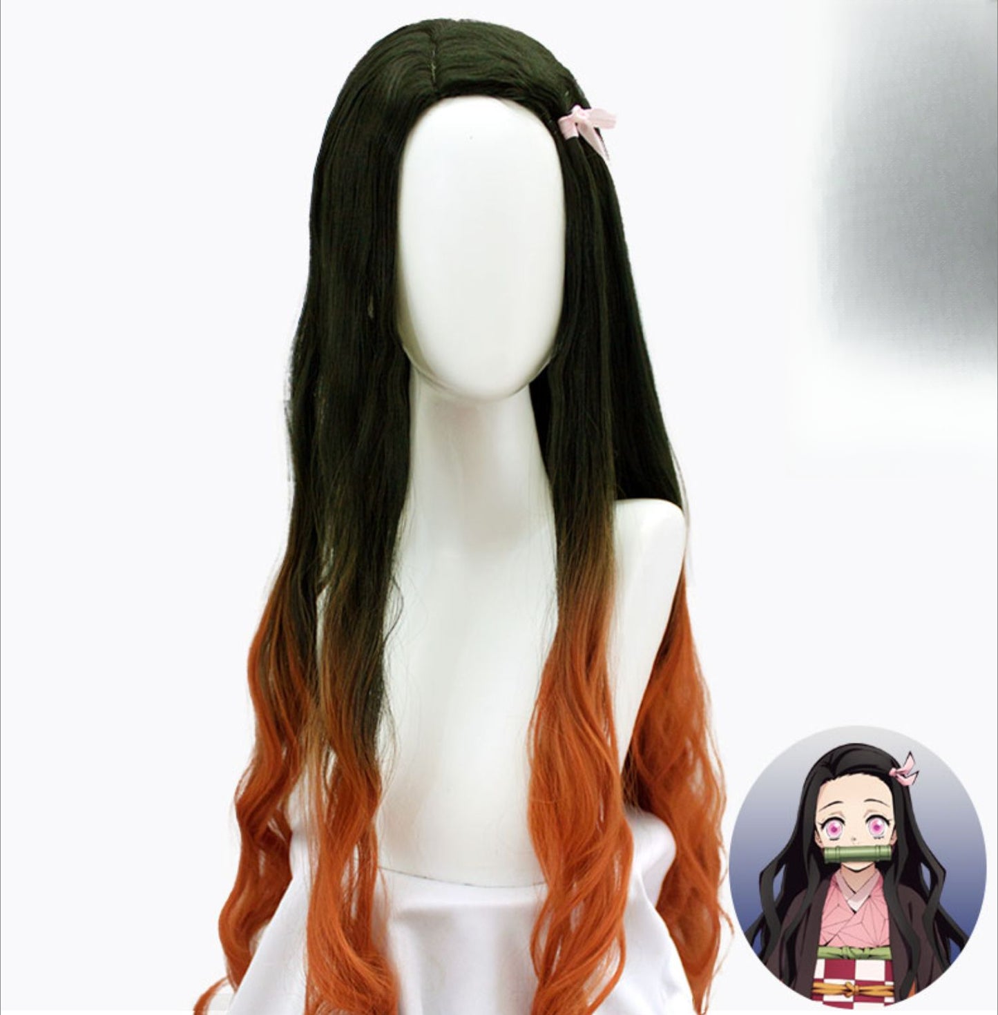 Monenjoy 鬼滅の刃 竈門 禰󠄀豆子 ウィッグ　きめつのやいば　カツラ　 グラデーション　Demon Slayer: Kimetsu no Yaiba コスプレ道具　「鬼滅の刃」無限城編 - Monenjoy