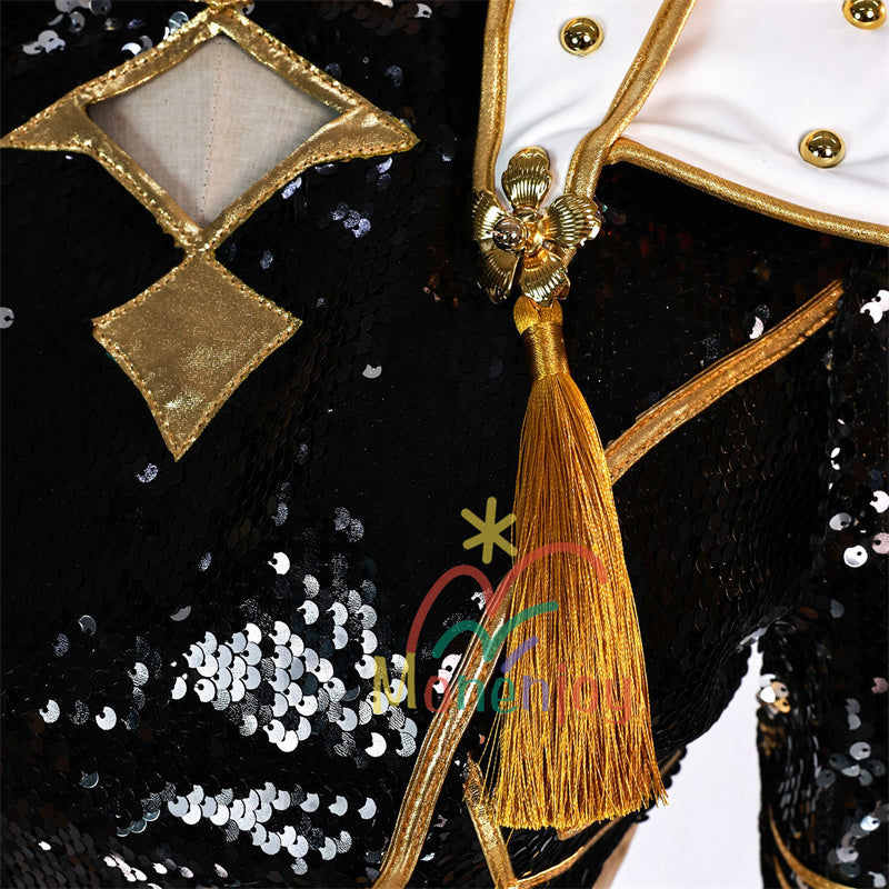 Monenjoy KPOP Girls! Demon Hunters Rumi Mila Zoe Cosplay Costume Stage Clothes Black Sparkly Live Clothes KPop Demon Hunters