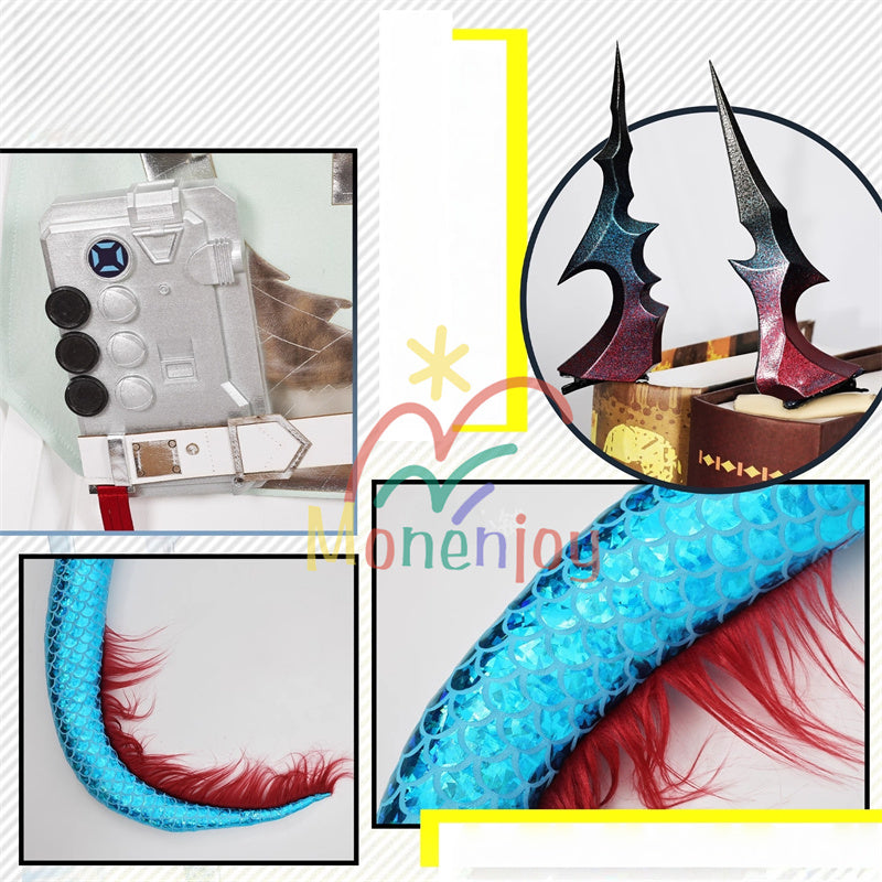 Monenjoy アークナイツ：エンドフィールド  陳千語　コスプレ衣装　 チェン・チェンユー コスチューム　イベント　尻尾＋角付