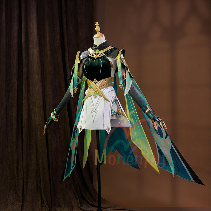 Monenjoy 原神 ネフェル コスプレ衣装　Nefer 　ベルベット生地 3d樹脂製パーツ　ナドクライ / 秘聞の館　コスチューム　耳飾り付