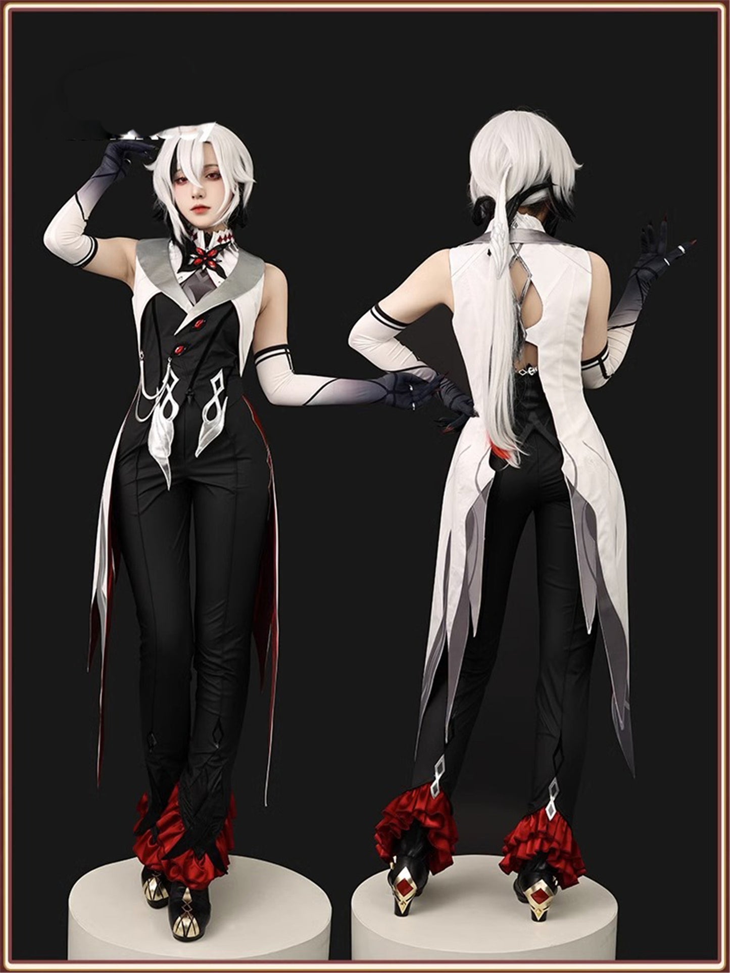 Monenjoy　原神　アルレッキーノ　召使　ファデュイ執行官　火力源　元素爆発 召使　神の目 コスチューム　衣装　ハロウィン　クリスマス　衣装　イベント　変装　cosplay　男女兼用 - Monenjoy