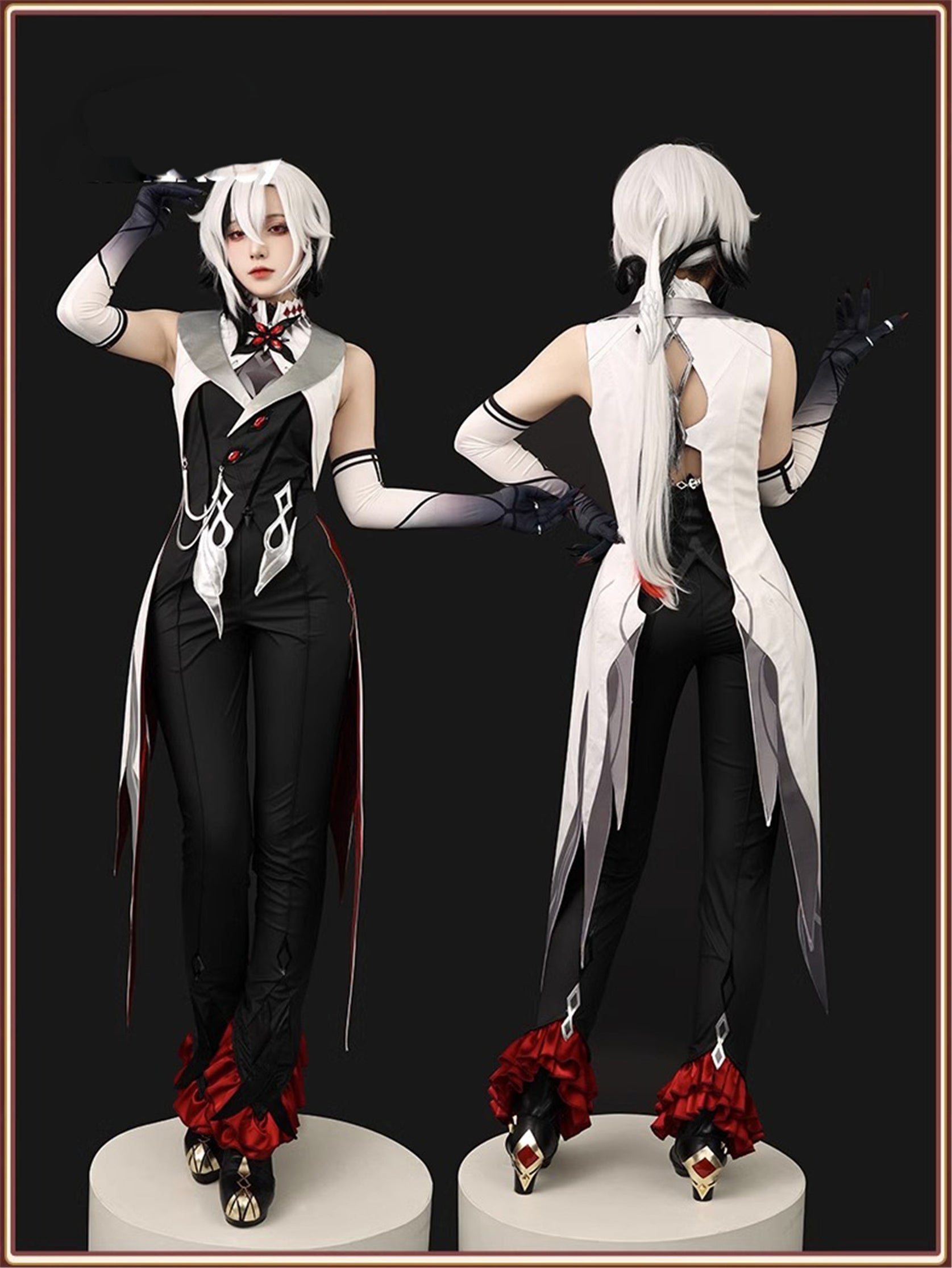 Monenjoy　原神　アルレッキーノ　召使　ファデュイ執行官　火力源　元素爆発 召使　神の目 コスチューム　衣装　ハロウィン　クリスマス　衣装　イベント　変装　cosplay　男女兼用 - Monenjoy