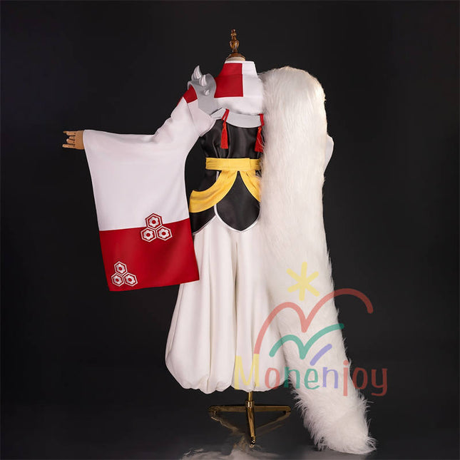 Monenjoy 犬夜叉 殺生丸 コスプレ衣装 せっしょうまる 衣装 刺繍柄家紋 大妖怪 いぬやしゃ コスチューム 文化祭 毛皮の肩掛け