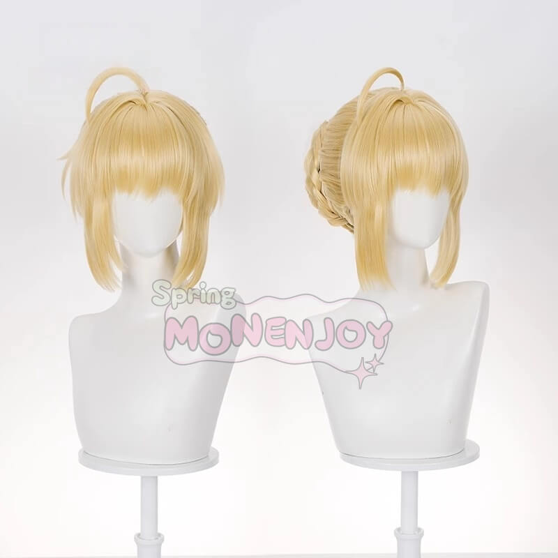 Monenjoy　崩壊スターレイル　スタレ Fateコラボ　fate セイバー　　ウィッグ　カツラ　黄色　コスプレ道具　スタレ Fateコラボ - Monenjoy