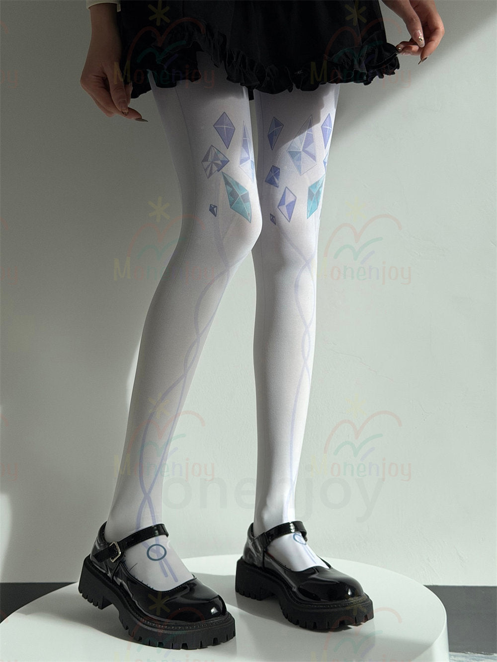 Monenjoy 鳴潮　モーニエ　90cm プリントタイツ  パンティストッキング 太ももソックス ニーソックス レディース ストッキング 通販 履き心地 良い タイツ MONENJOY