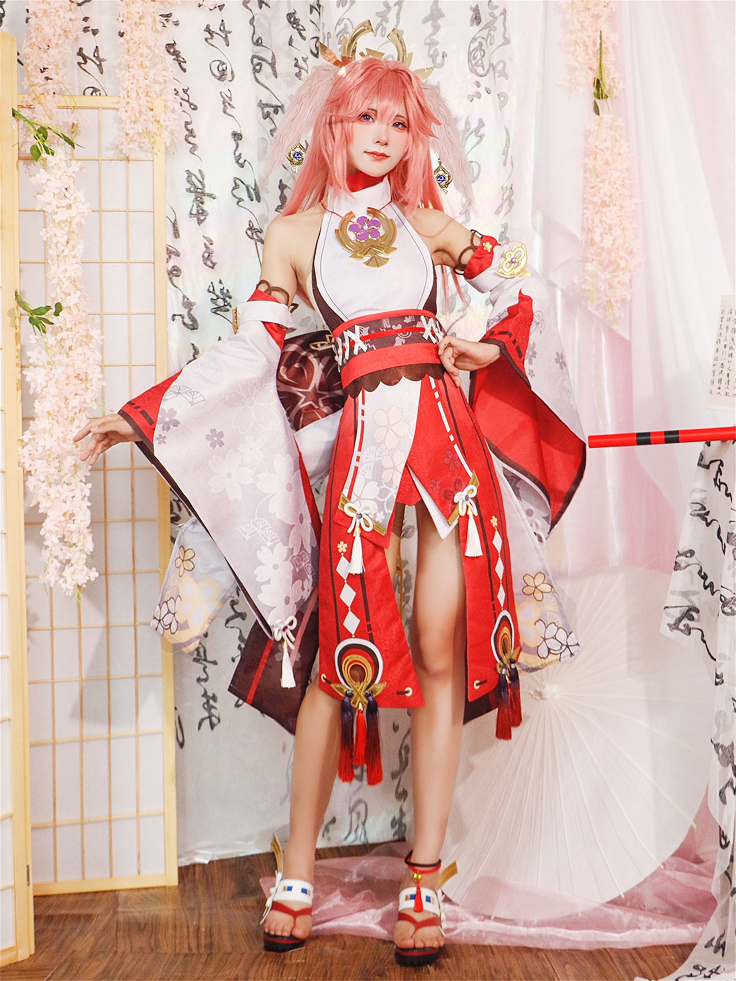 Monenjoy 原神 八重神子　コスプレ衣装　やえみこ　和服　イベント　仮装　舞台服　仮装　ハロウィン　学園祭 - Monenjoy