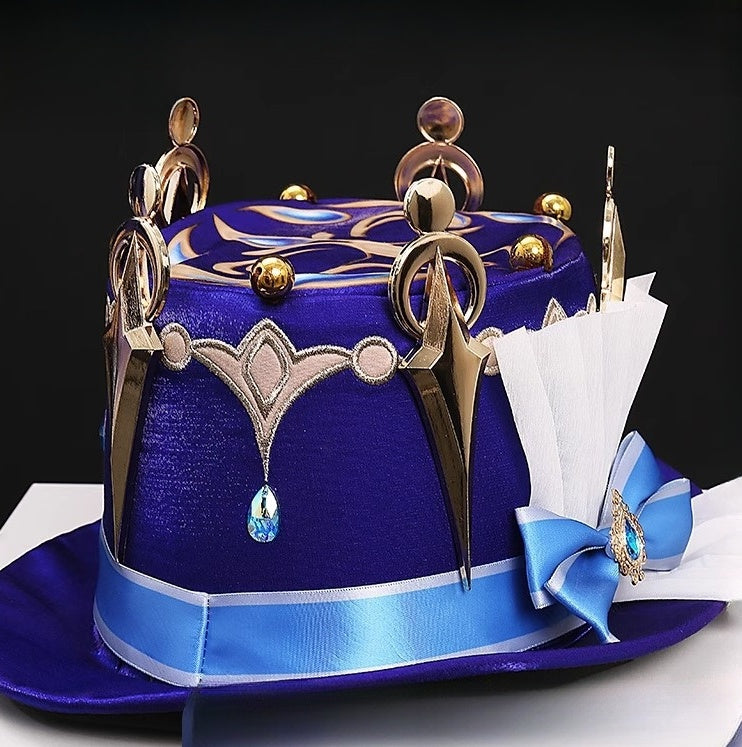 Monenjoy　原神　フォンテーヌ　 頌歌者座　フリーナ　コスプレ衣装　 不休のソリスト　金属製神の目　初期衣装ー伶優の戴冠式　 コスチューム　帽子付　 - Monenjoy