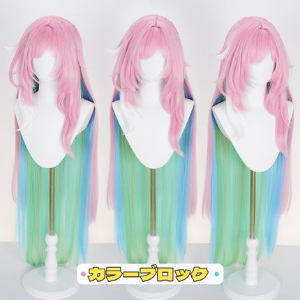 Monenjoy　崩壊スターレイル  キュレネ ウィッグ　スタレ　グラデーションカラーウィッグ　Cyrene　120cm　カラーブロックウィッグ　コスプレ道具Gswig006