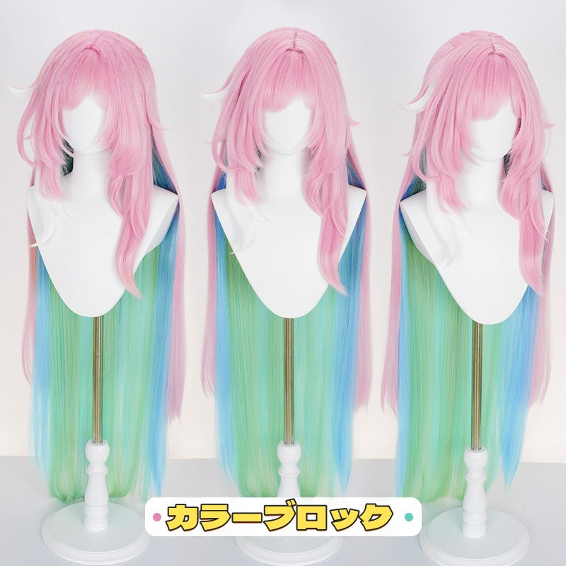 Monenjoy　崩壊スターレイル  キュレネ ウィッグ　スタレ　グラデーションカラーウィッグ　Cyrene　120cm　カラーブロックウィッグ　コスプレ道具Gswig006