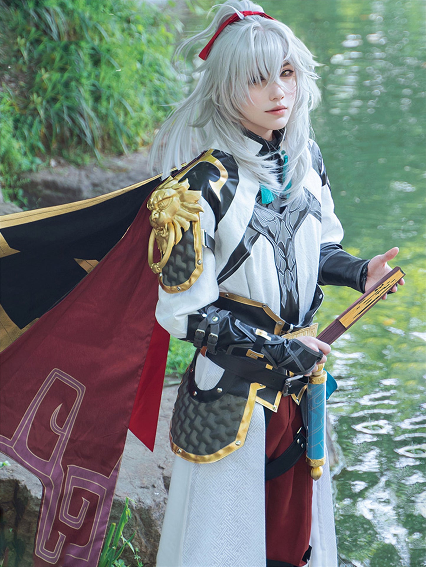 Monenjoy 崩壊スターレイル　衣装 景元　スタレ　けいげん 舞台服　刺繍生地　花紋生地　コスチューム　変装　イベント　仮装　花火大会　学園祭　COS　イベント祈願「残火変相」 - Monenjoy