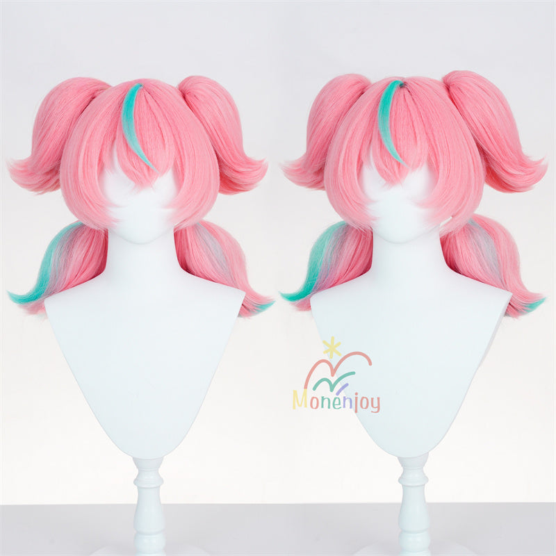 Monenjoy　ゼンレゼンレスゾーンゼロ アリア ウィッグ　43cm カツラ　ピンク色 ゼンゼロ／ZZZ 　ヘアアクセサリー　妄想エンジェル　コスチューム