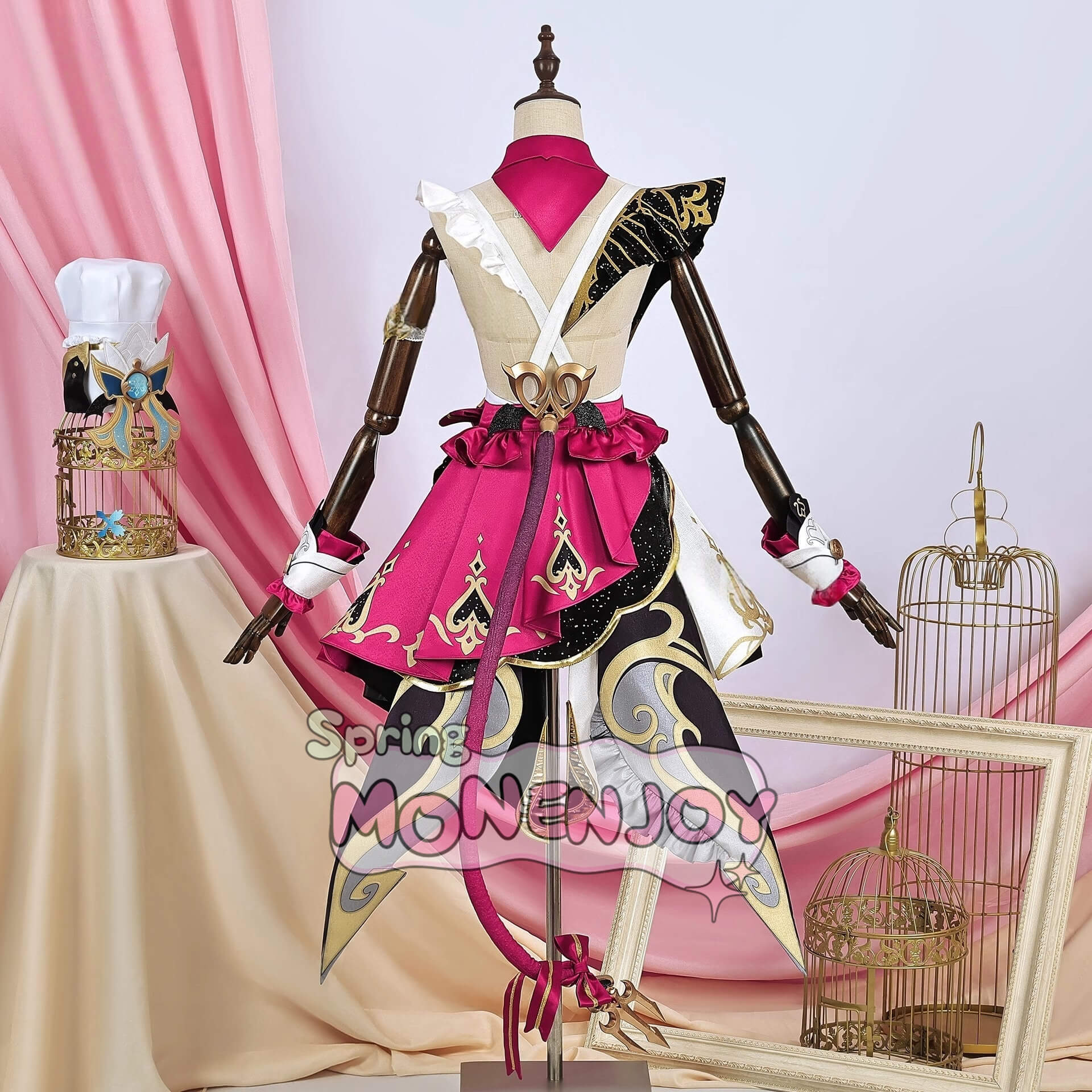 Monenjoy 原神 Escoffier エスコフィエ コスプレ衣装　3d樹脂尻尾付　イベント　絢爛のフレーバー　Genshin Impact　コスチュームGS1426　 - Monenjoy