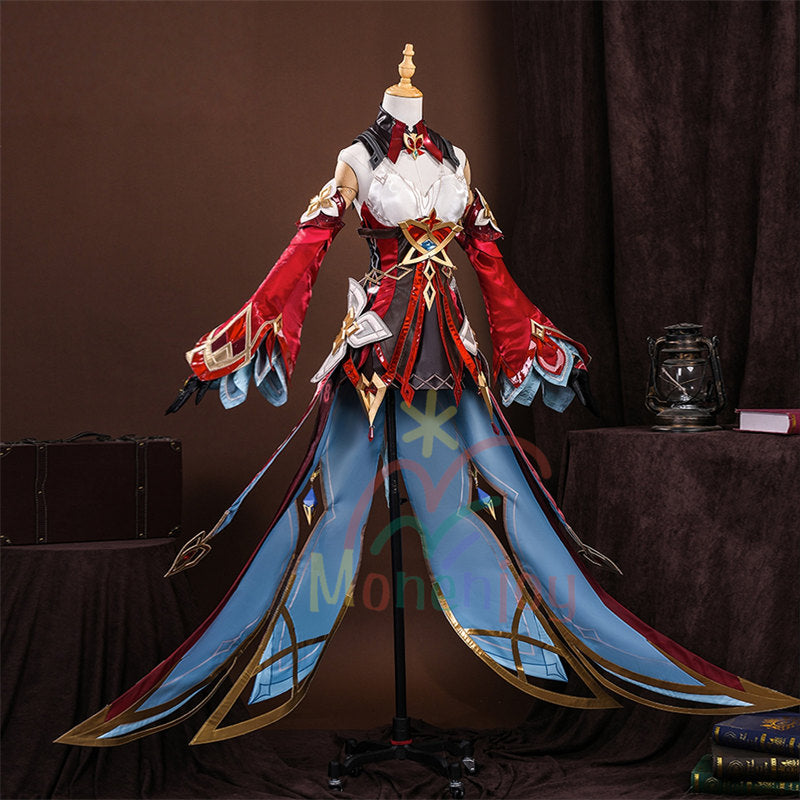 予約販売　Monenjoy　原神 アリス コスプレ衣装　コスチューム　帽子付　3d樹脂製パーツ　炎元素の神の目付　ナド・クライ編　魔術師　魔女　仮装　モンド / 魔女会