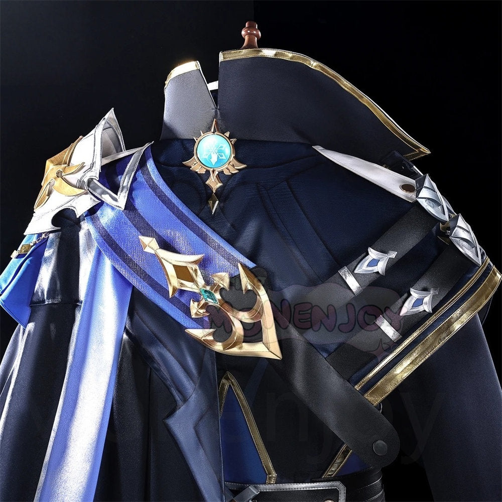 Monenjoy　ローエン コスプレ 衣装 原神 3Dプリント樹脂パーツ 氷元素 騎士団副隊長 イベント向け高品質 Monenjoy