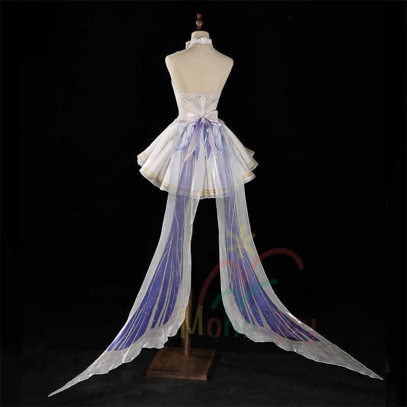 Monenjoy 原神 コロンビーナ コスプレ衣装　少女　コスチューム　髪飾り＋アイマスク付　3ｄ樹脂製パーツ　 ナドクライ編 執行官 月の少女 Damselette Columbina コスプレ衣装　ジャカード生地 コスチューム