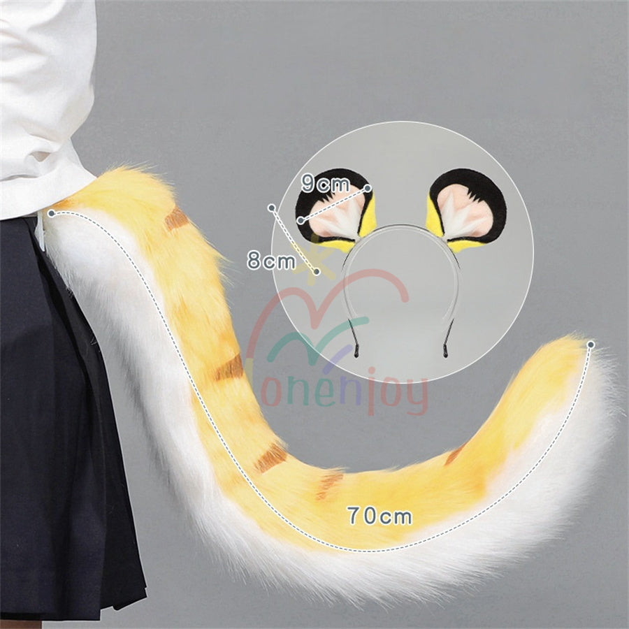 Monenjoy Zenless Zone Zero Chi Fufu Tiger ears Tail Fox ears Tachibana Fukufuku Headband Animal ears Fluffy Ear cosplay Cosplay hair wear Cute Moe goods Cat ears Fox ears Cosplay tools Accessories 