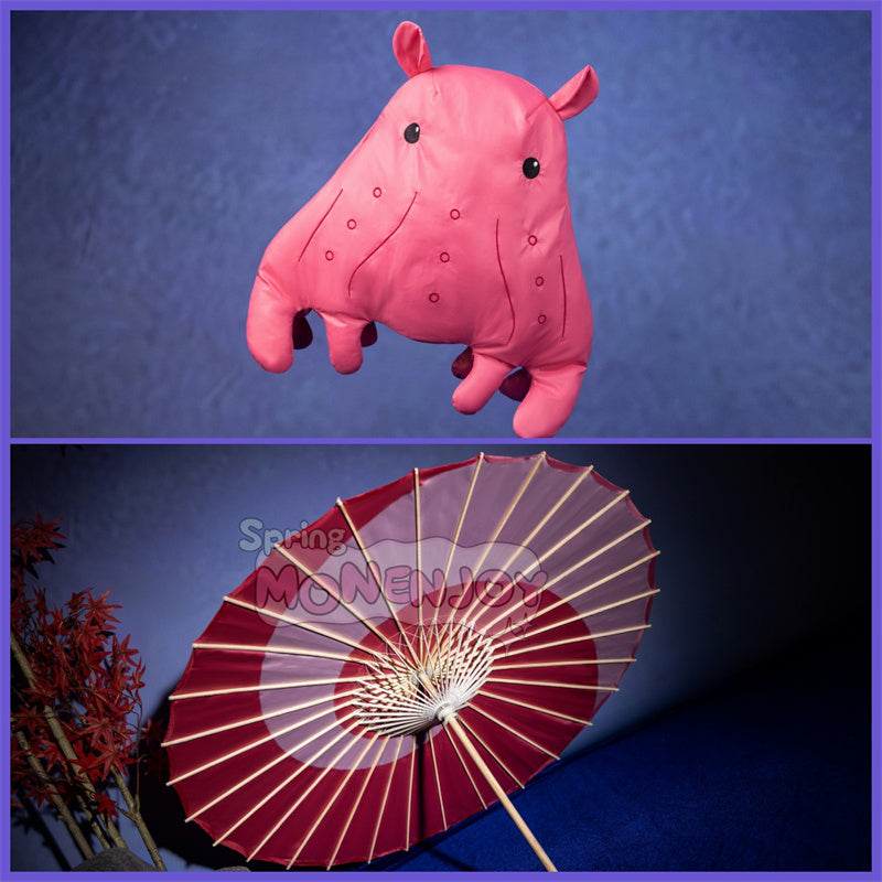 Monenjoy　超かぐや姫！ 月見ヤチヨ コスプレ衣装　ヘアアクセサリー付　コスチューム　和服　仮装　酒寄彩葉 　ぬいぐるみ＋和傘別途追加対応