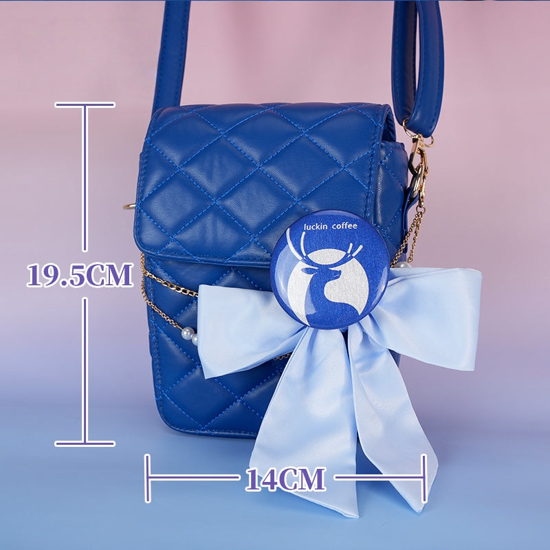 Monenjoy　崩壊スターレイル 　ラッキンコーヒー　コラボカフェ キャストリス　ミニバッグ　鞄　ブルー色　リボン＋缶バッジ贈り　 コスプレ衣装 日常服　コスプレ兼用 通常服　 高品質生地　イベント　印象グッズ