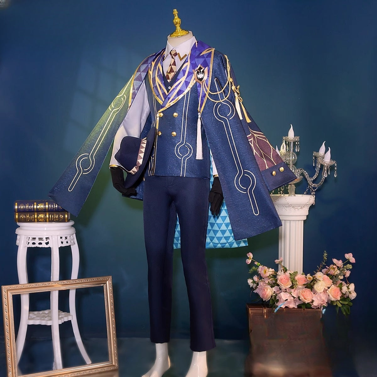 Monenjoy 崩壊スターレイル アベンチュリン コスプレ衣装　礼服　スーツ　帽子＋イヤリング＋タトゥーシール付　コイン道具3枚贈り　イベント　博戯の砂金石　仮装　ハロウィン - Monenjoy