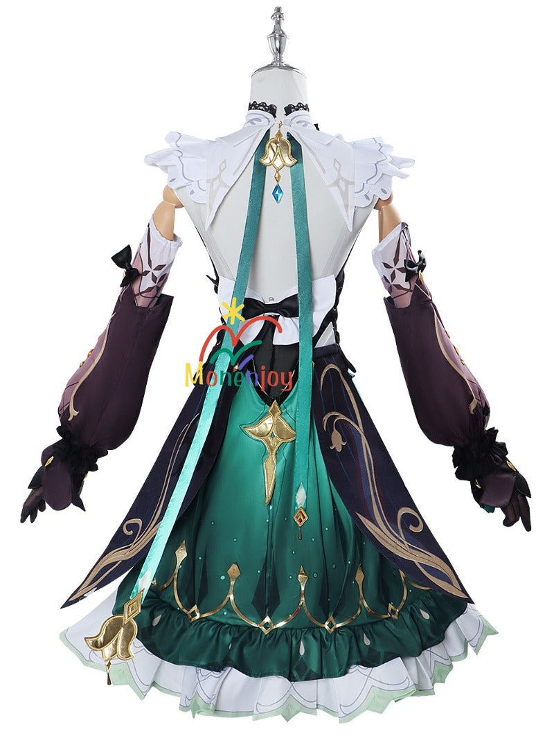 原神　エミリエ　コスプレ衣装　コスチューム　エメラルドフゼア　｜3D樹脂香水瓶・金属製神の眼付属｜MONENJOY - Monenjoy