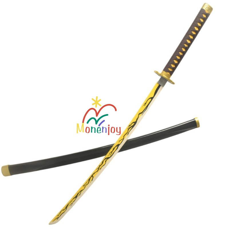 Monenjoy　鬼滅の刃 我妻 善逸 大正時代 日輪刀　獪岳 104㎝　鬼殺隊剣士 武器モデル　日本刀　霞柱  きめつのやいば　サムライ　剣士　ハロウィン