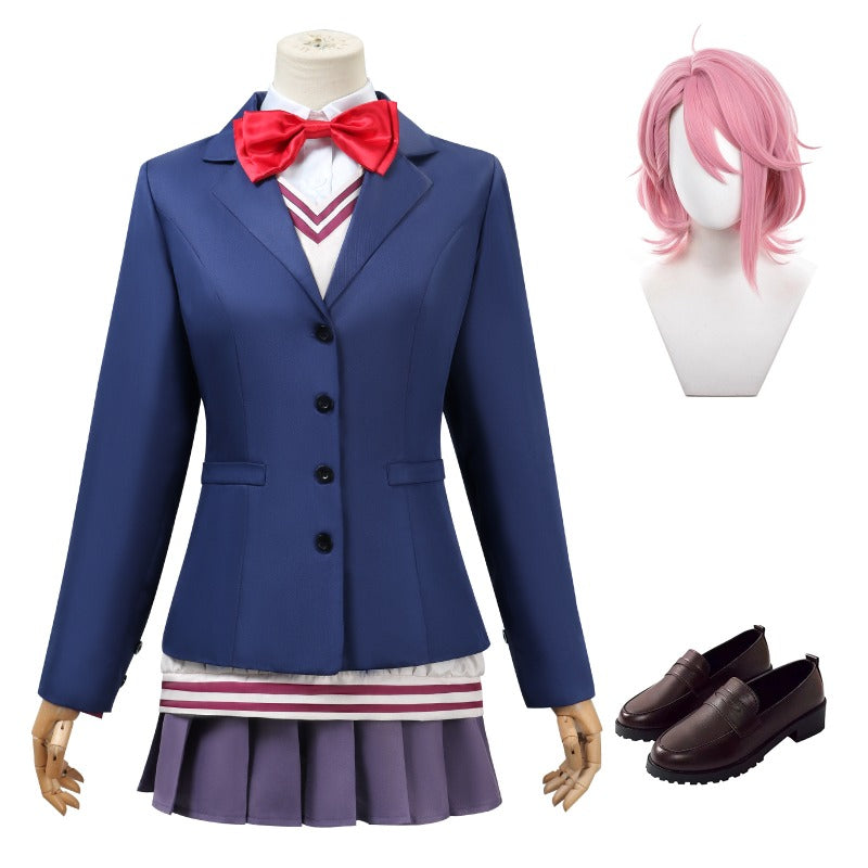 Monenjoy　ダンダダン　綾瀬桃（モモ）　オカルン／高倉 健　綾瀬 星子　白鳥 愛羅　コスプレ衣装　ターボババア　イベント　ポリエステル　イヤリング付　コスチューム