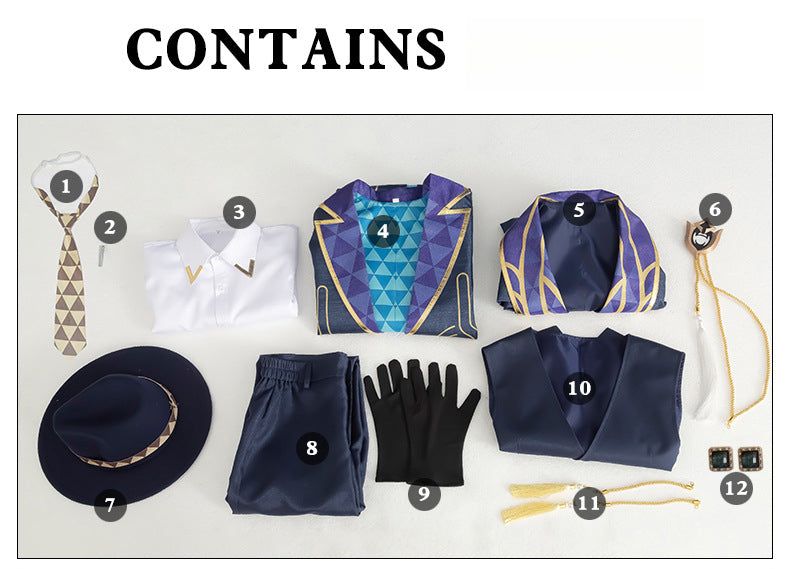 Monenjoy 崩壊スターレイル アベンチュリン コスプレ衣装　礼服　スーツ　帽子＋イヤリング＋タトゥーシール付　コイン道具3枚贈り　イベント　博戯の砂金石　仮装　ハロウィン - Monenjoy