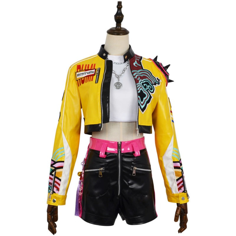 Monenjoy Anime Movie KPOP Girls! Demon Hunters Embroidered Mira Cosplay Costume with Earrings Rumi Zoe Korean Style KPOP Superstar