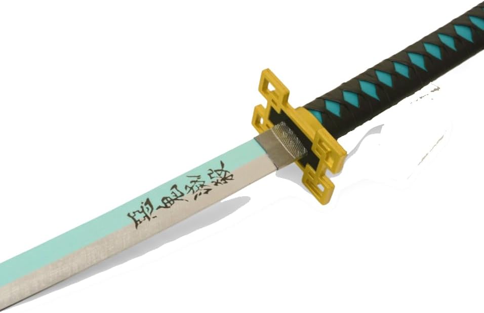 Monenjoy 鬼滅の刃　日輪刀 時透 無一郎 76cm 子供 手遊び 大正時代 サムライ 美術刀　ときとう むいちろう おもちゃ レプリカ 木製造 　イベント キッズ コスプレ道具 仮装 ハロウィン COS cosplay - Monenjoy