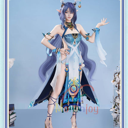 Monenjoy　原神　ラウマ　コスプレ衣装　 Lauma 　3d樹脂製髪飾り追加　ナド・クライ 　イベント　霜月の子 白銀の鹿座 　コスチュームgs1915