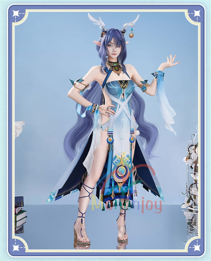Monenjoy　原神　ラウマ　コスプレ衣装　 Lauma 　3d樹脂製髪飾り追加　ナド・クライ 　イベント　霜月の子 白銀の鹿座 　コスチュームgs1915