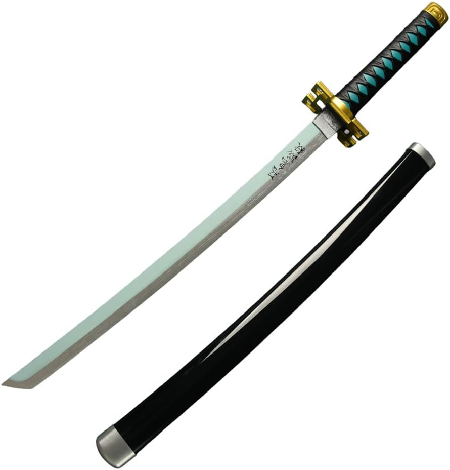 Monenjoy 鬼滅の刃　日輪刀 時透 無一郎 76cm 子供 手遊び 大正時代 サムライ 美術刀　ときとう むいちろう おもちゃ レプリカ 木製造 　イベント キッズ コスプレ道具 仮装 ハロウィン COS cosplay - Monenjoy