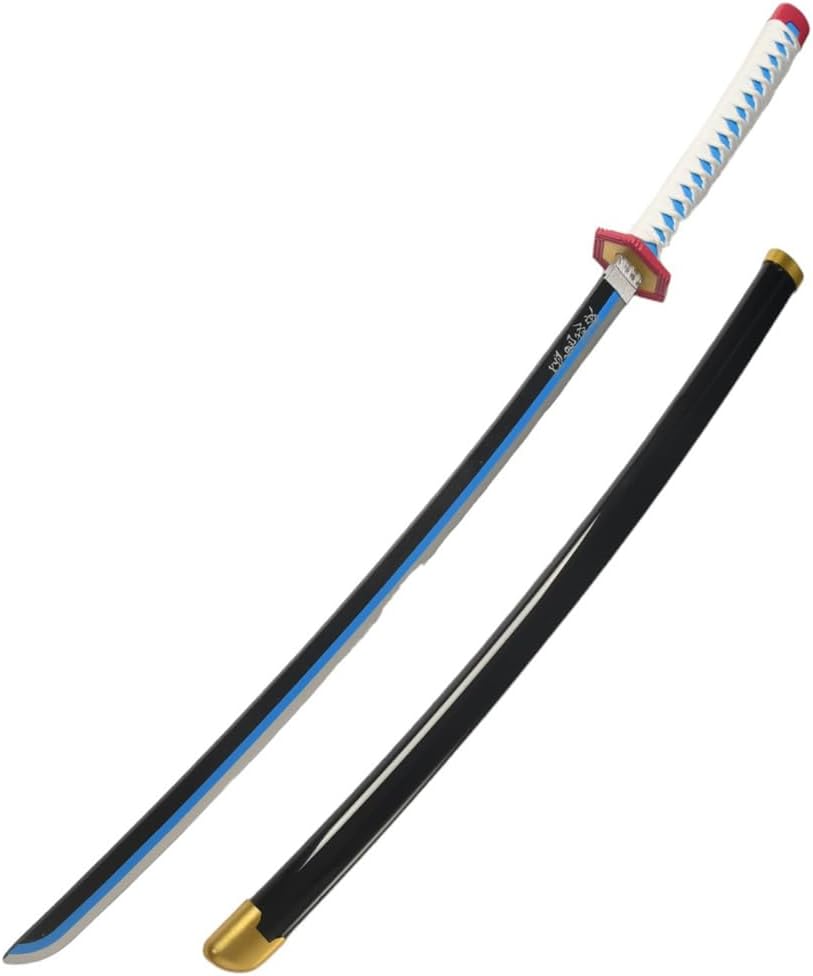 Monenjoy 鬼滅の刃　日輪刀 時透 無一郎 76cm 子供 手遊び 大正時代 サムライ 美術刀　ときとう むいちろう おもちゃ レプリカ 木製造 　イベント キッズ コスプレ道具 仮装 ハロウィン COS cosplay - Monenjoy