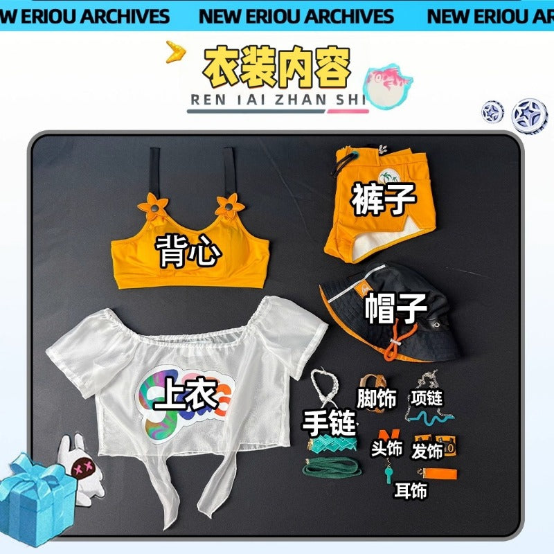 限定在庫、完売次第終了Monenjoy ゼンレスゾーンゼロ リン 夏色ブルースカイ　コスプレ衣装　 バケットハット 水着 コスチュームセット  おしゃれ グッズ おしゃれ アニメ cosplay ゼンゼロ