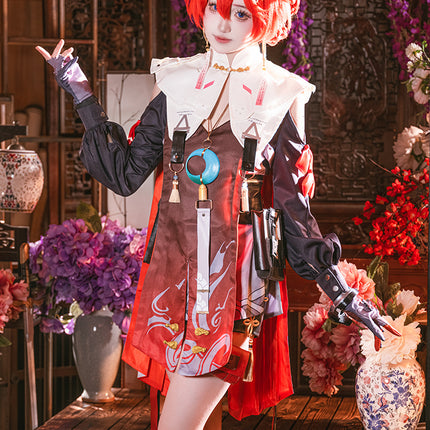 Monenjoy　鳴潮　コスプレ　丹瑾 たんきん　コスチューム　可愛い　イヤリング＋腿鞄付　ワンピース　ハロウィン　実物化　イベント - Monenjoy