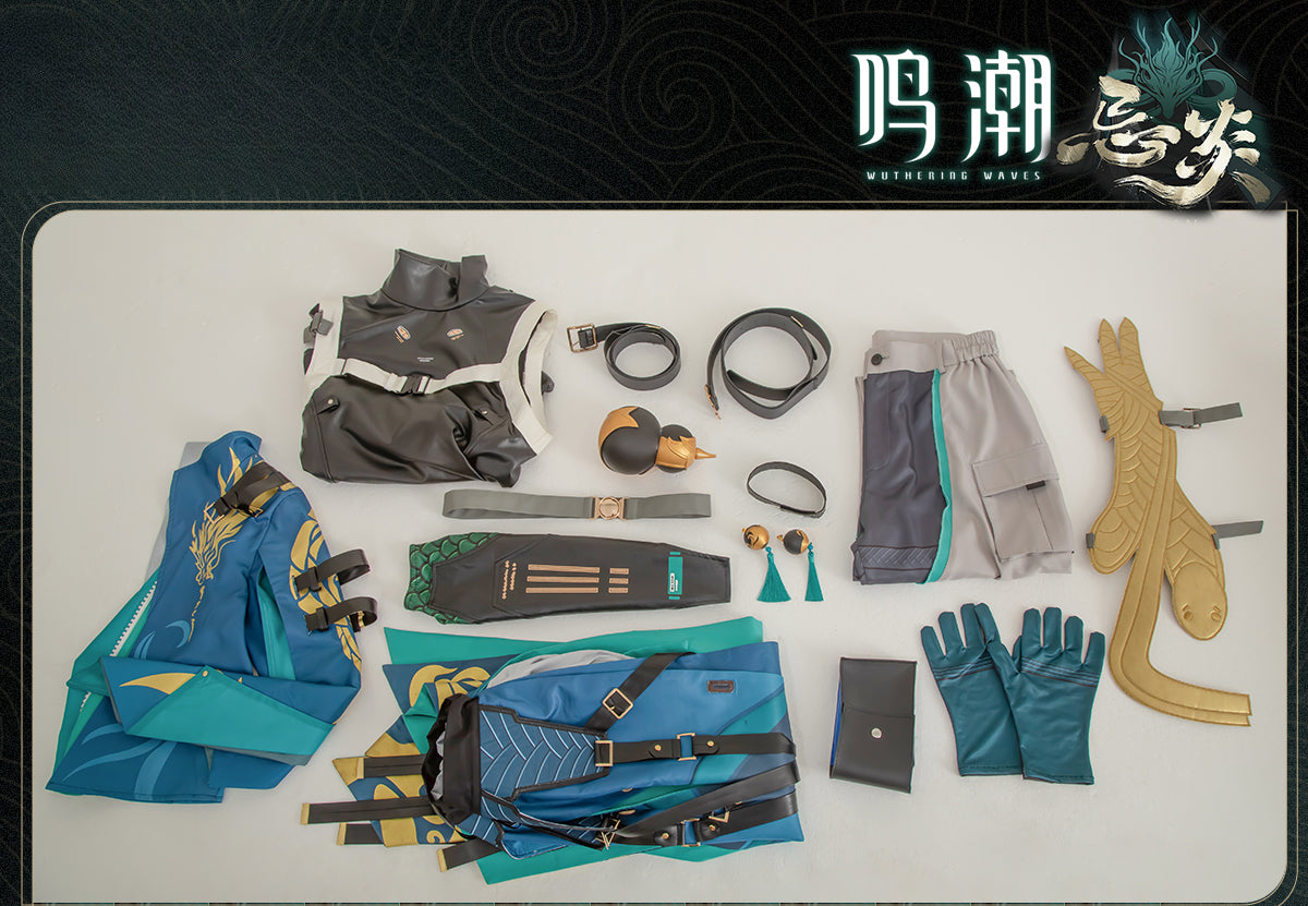 Monenjoy 鳴潮 コスプレ衣装　忌炎（きえん）コスチューム　イヤリング付　イベント　仮装　戦闘服　カッコイイ　 - Monenjoy