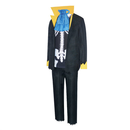 Monenjoy ONEPIECE ブルック　麦わらの一味 音楽家 ソウルキング 海賊団 紳士衣装 スーツセット　黒色　礼服　コスチューム　COS　ハロウィン　舞台衣装　学園祭　クリスマス　イベント - Monenjoy