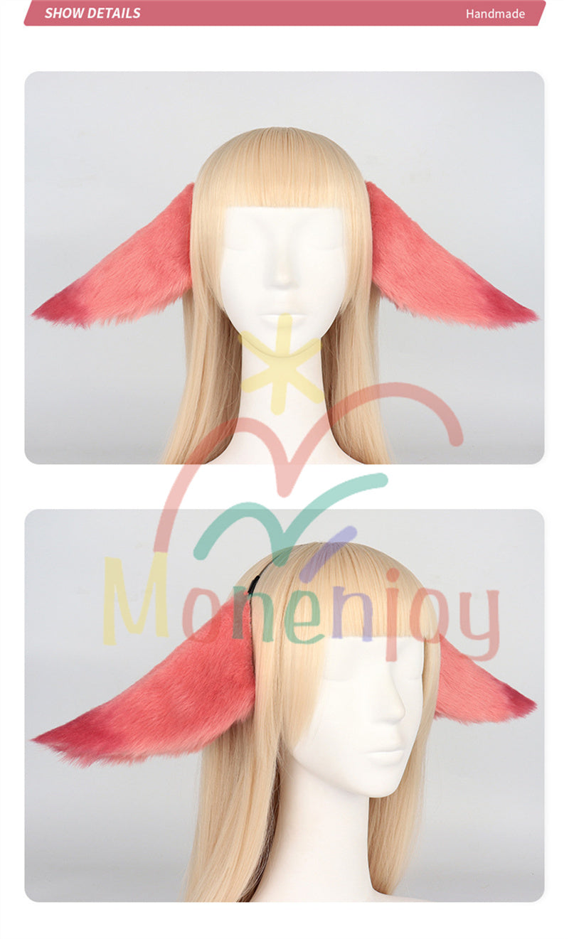 Monenjoy 原神 八重神子 きつね耳　やえみこ　ピンクと緑　コスプレ道具　ふわふわ　耳飾り＋尻尾　可愛い　萌えグッズ　猫耳 きつね耳　アクセサリー　　 - Monenjoy