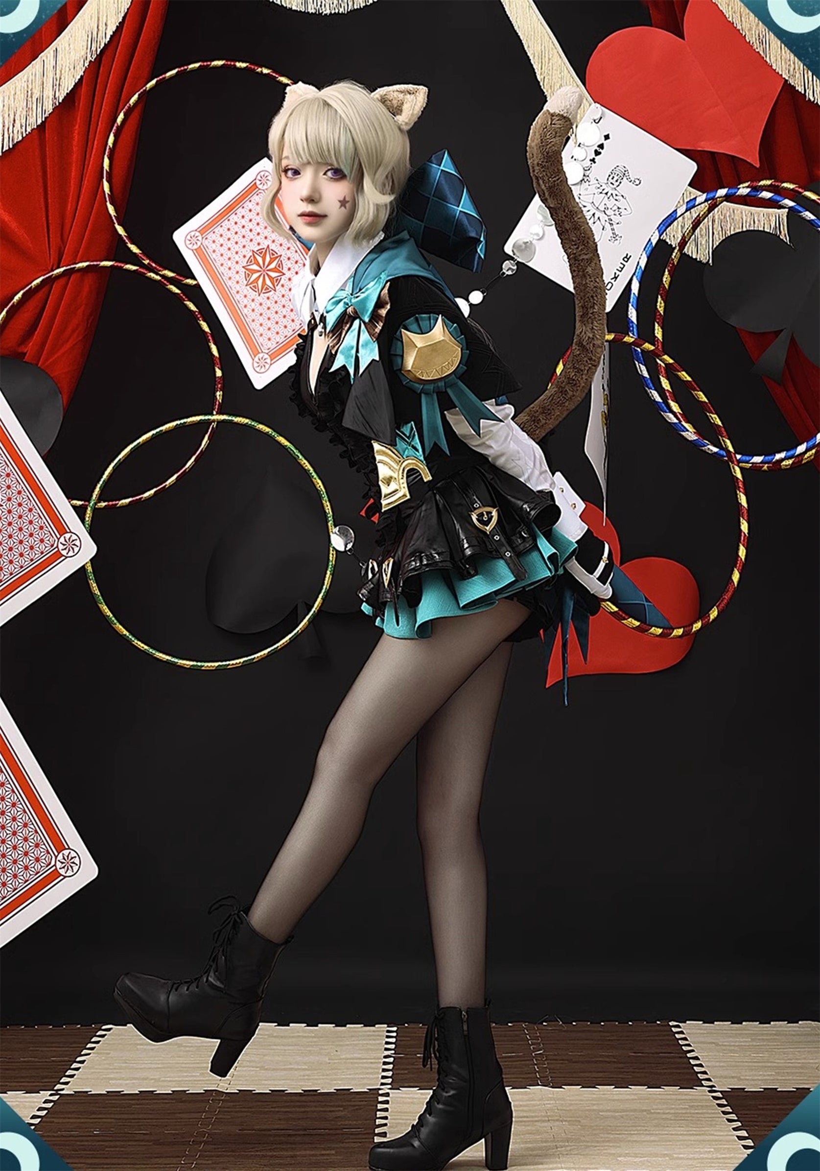 Monenjoy　原神　フォンテーヌ　リネット　白尾猫座　 リネット / Lynette　 綺影で魅せるエレガンス　ブーフ・ド・エテの館　神の目 コスチューム　衣装　ハロウィン　クリスマス　衣装　イベント　変装　cosplay　男女兼用 - Monenjoy