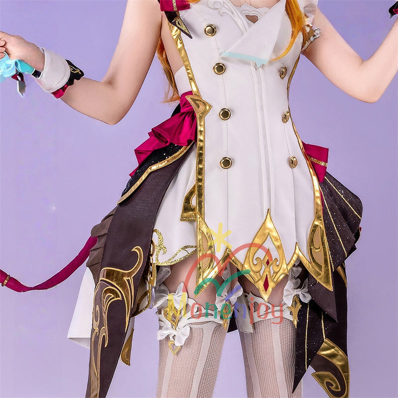 Monenjoy 原神 エスコフィエ　ワンピース　 Escoffier  コスプレ衣装 氷神の目　料理人　3d樹脂尻尾　げんしん　フォンテーヌ