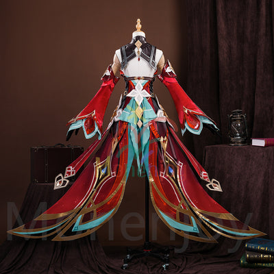 Monenjoy　原神 アリス コスプレ衣装　コスチューム　帽子付　3d樹脂製パーツ　炎元素の神の目付　ナド・クライ編　魔術師　魔女　仮装　モンド / 魔女会 MONENJOY