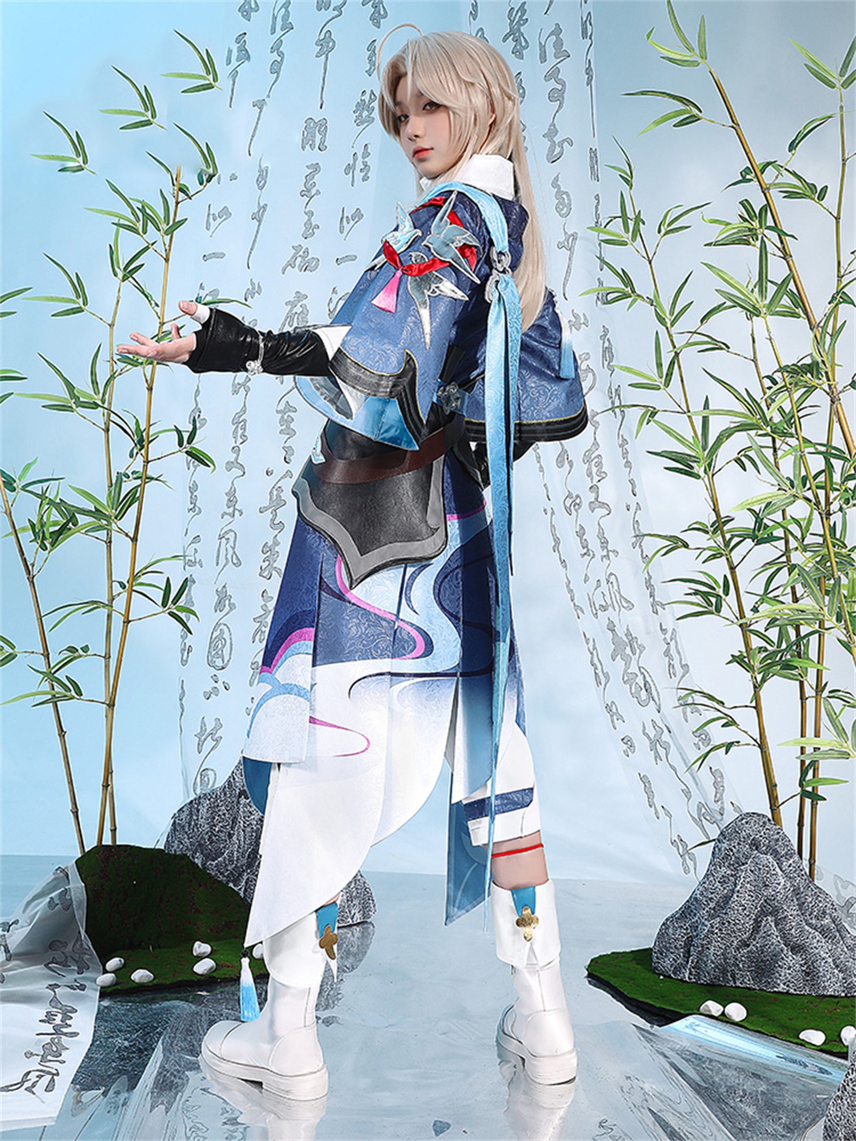 崩壊スターレイル 彦卿　げんきょう 衣装 舞台服　刺繍生地　花紋生地　コスチューム　変装　イベント　仮装　花火大会　学園祭　COS　イベント祈願「残火変相」 - Monenjoy