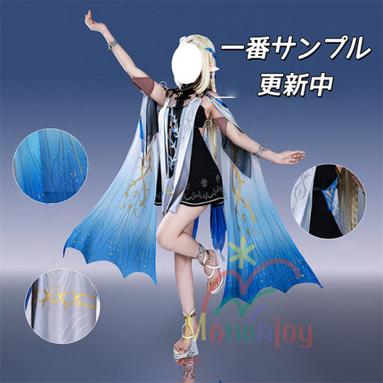Monenjoy 鳴潮 カルテジアコスプレ衣装　 Cartethyia　フルールドリス 礼服　放浪騎士　豪華コス衣装　エルフ耳+黒キャミ+スパッツ付属 スカート色完全再現