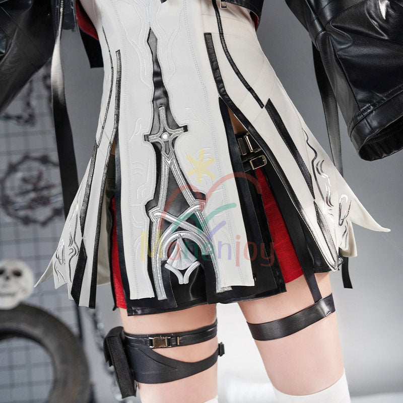 Monenjoy アークナイツ 新約エクシア コスプレ衣装　刺繍柄　LED光輪 3ｄ樹脂アクセサリー　 高再現度 戦闘服デザイン　 Exusiai the New Covenant