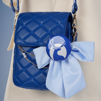 Monenjoy　崩壊スターレイル 　ラッキンコーヒー　コラボカフェ キャストリス　ミニバッグ　鞄　ブルー色　リボン＋缶バッジ贈り　 コスプレ衣装 日常服　コスプレ兼用 通常服　 高品質生地　イベント　印象グッズ